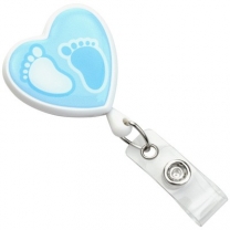 Heart-Shaped Footprint Badge Reel - Blue Label