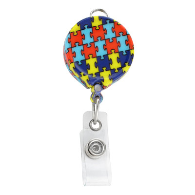 Beresford Company: Autism Awareness Badge Reel with Clear Vinyl