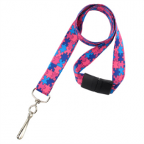 Autism Awareness Lanyard - Pink/Blue/Navy