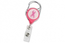 Pink Awareness Carabiner Badge Reel - Lots/100