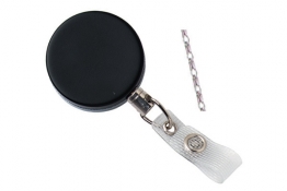 Black or Chrome Heavy-Duty badge Reel with Link Chain Reinforced Vinyl Strap - Lot/25