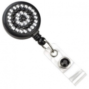 Black Rhinestone Badge Reel