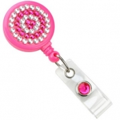 Neon Pink Rhinestone Badge Reel